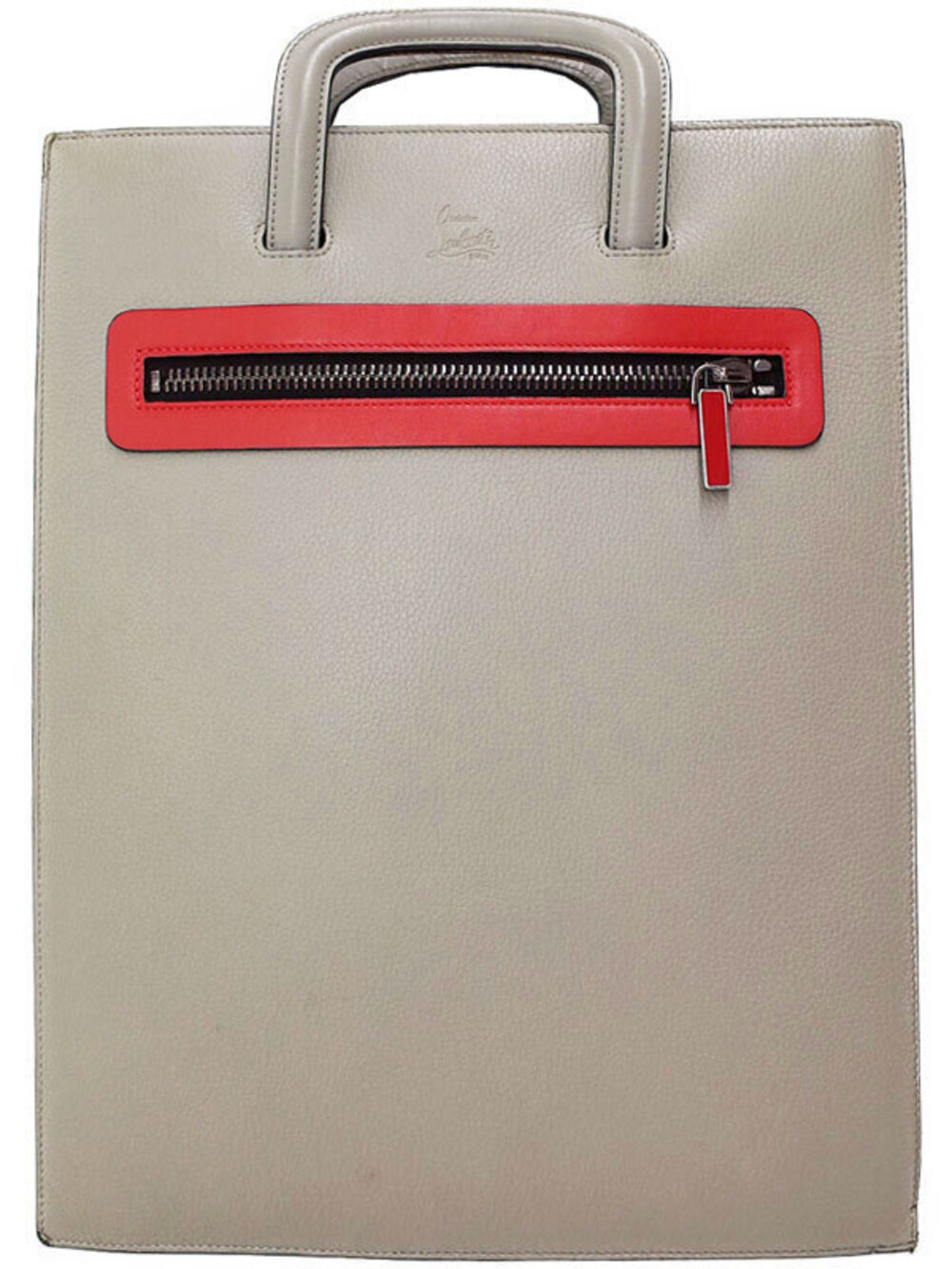 Christian Louboutin Trick Track portfolio 2way bag Gray leather red zippered